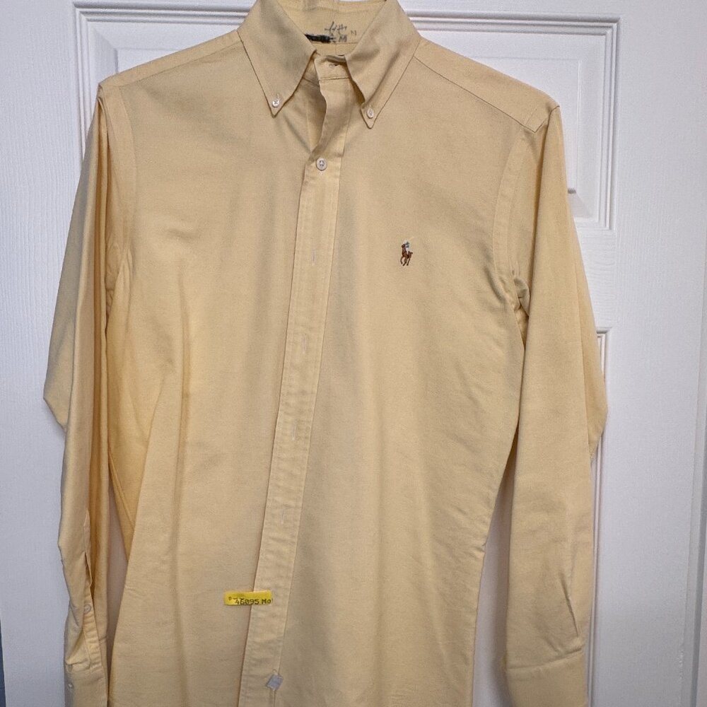 RL Polo long-sleeved yellow oxfordcloth buttondown shirt - M small14-1/2x32
